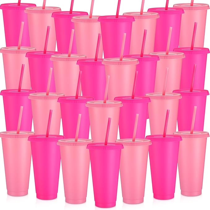 Honeydak 30 Pack Tumbler with Straw and Lid Bulk Cups by Honeydak
