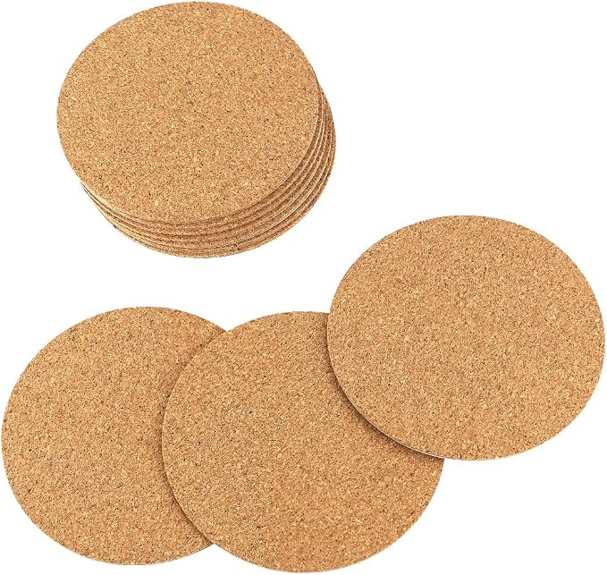 Tenalleys 10 Pack Round Cork Coasters, DIY Coasters & Craft Accessories by Tenalleys