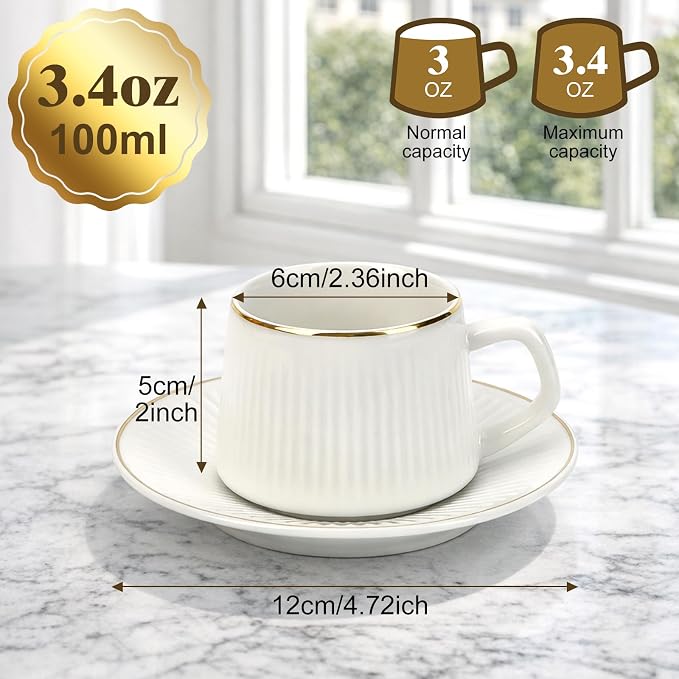ALIMOTA Ceramic Coffee Mug Set of 6, 3.5 Oz Tea Cups - Image 4