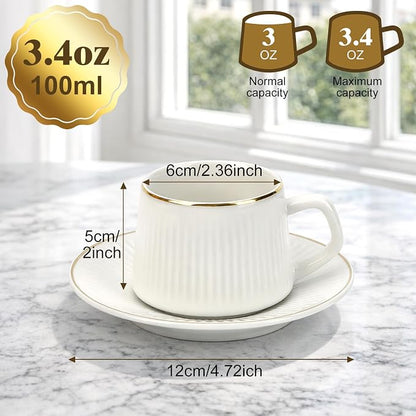 ALIMOTA Ceramic Coffee Mug Set of 6, 3.5 Oz Tea Cups - Image 4