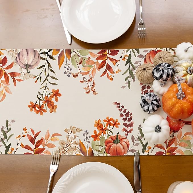 Fall Cardinal Wildflower Table Runner Pumpkin Burlap Table Runners, Rustic - Image 8