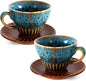 2 oz Espresso Cups and Saucers Set of 2, Ceramic Tea Cup by YINUOWEI