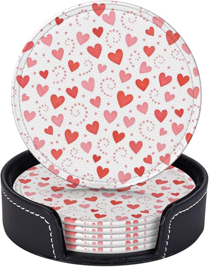 Romantic Colored Pink Heart Coasters by KiuLoam