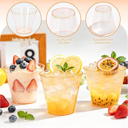 50 Pack 9oz Transparent Orange Plastic Cups, Fancy Disposable Cocktail Cup | - Image 4