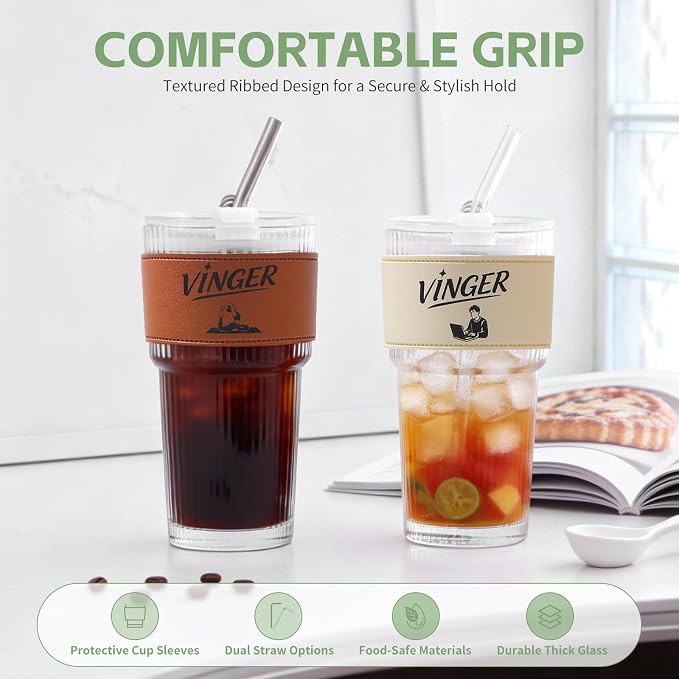 20 oz Ribbed Glass Tumblers - Image 3