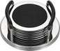 JUXYES Set of 6 Stainless Steel Round Coasters with Holder & Sponge Bottom, Silver Black Metal Cup Coasters Set Stunning Cool Coaster Cups Mats Decor for Restaurant Kitchen bar Dining Table