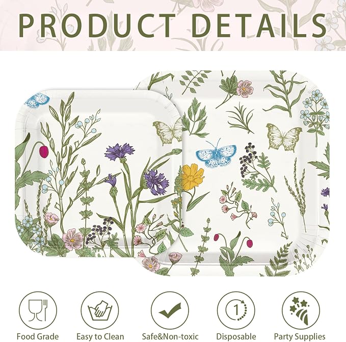 200Pcs Wildflower Spring Butterfly Party Decorations, Serves 50 | Colorful - Image 6