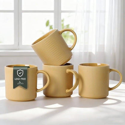 MONITO 16Oz Coffee Mugs Set of 4, Rustic Ceramic Coffee Cups Set by MONITO