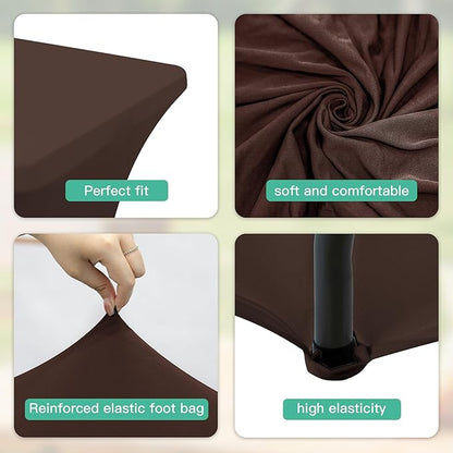 2Pack 8FT Table Cloth for Rectangular Fitted Events Stretch Coffee Table Covers Washable Spandex Tablecloth Protector for Party, Wedding, Cocktail, Banquet, Festival