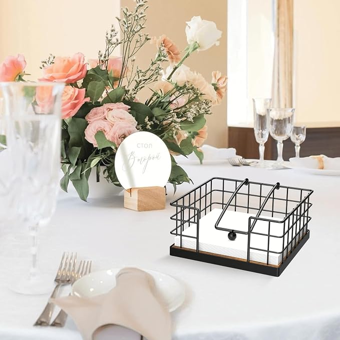 Napkin Holder for Table, Farmhouse Napkin Holders for Paper Napkins, Flat - Image 6