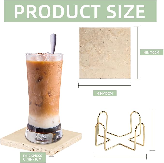 4pcs 4" Travertine Marble Coasters - Image 2