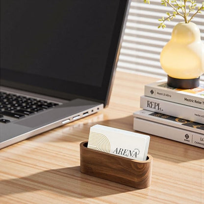 Business Card Holder for Desk, Minimalist Wooden Desk Organizer, Stylish Office & Home Decor for Professional Card Display