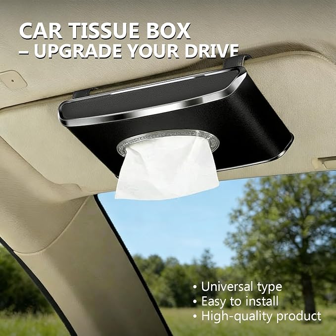 Faux Leather Car Tissue Box for Car Interior, Armrest & Back Seat Napkin - Image 3