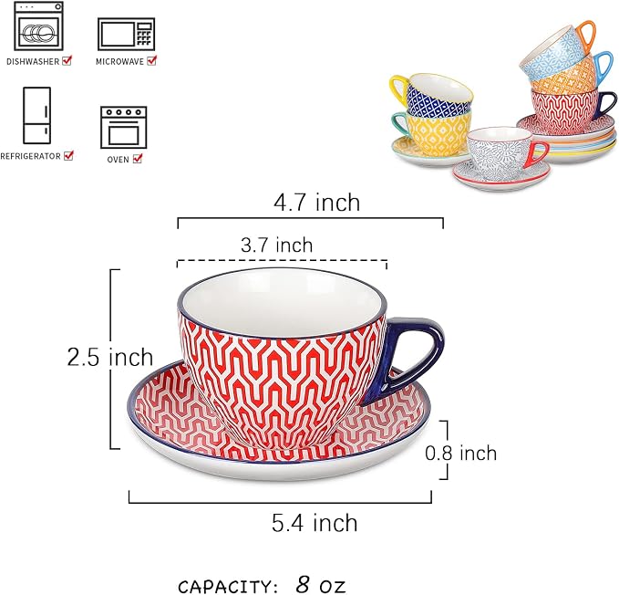Selamica Ceramic 8 oz Cappuccino Cup Set - Image 2