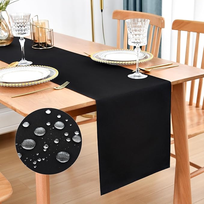 Faux Linen Table Runner Water Resistant 13 x 60 in, Coffee Table Runner by Nacuci