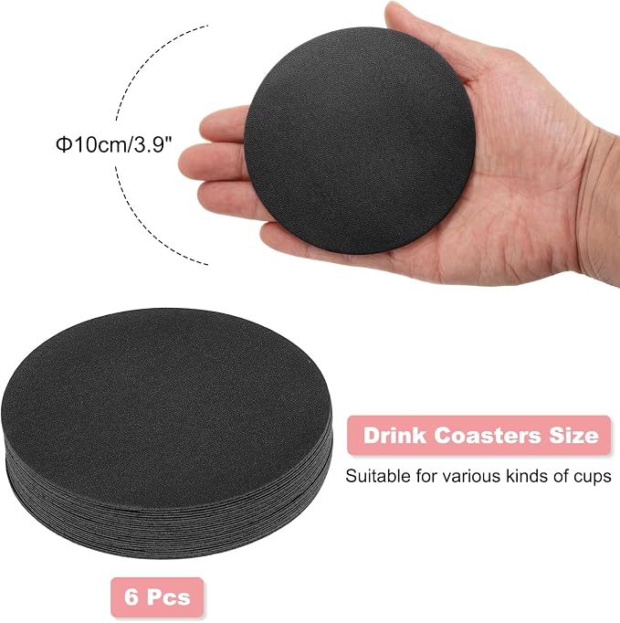 uxcell Round Drink Coasters Set of 6 Dual Sided Non-Slip Non-Stick Waterproof - Image 2