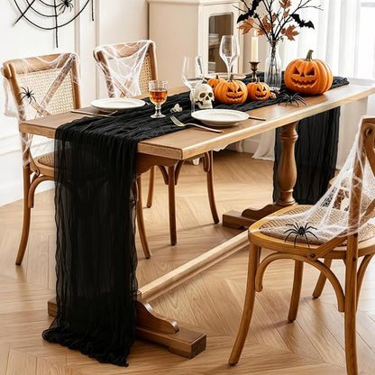 3Pcs Black Table Runner, 10FT Black Cheesecloth Halloween Table Runner - Image 3