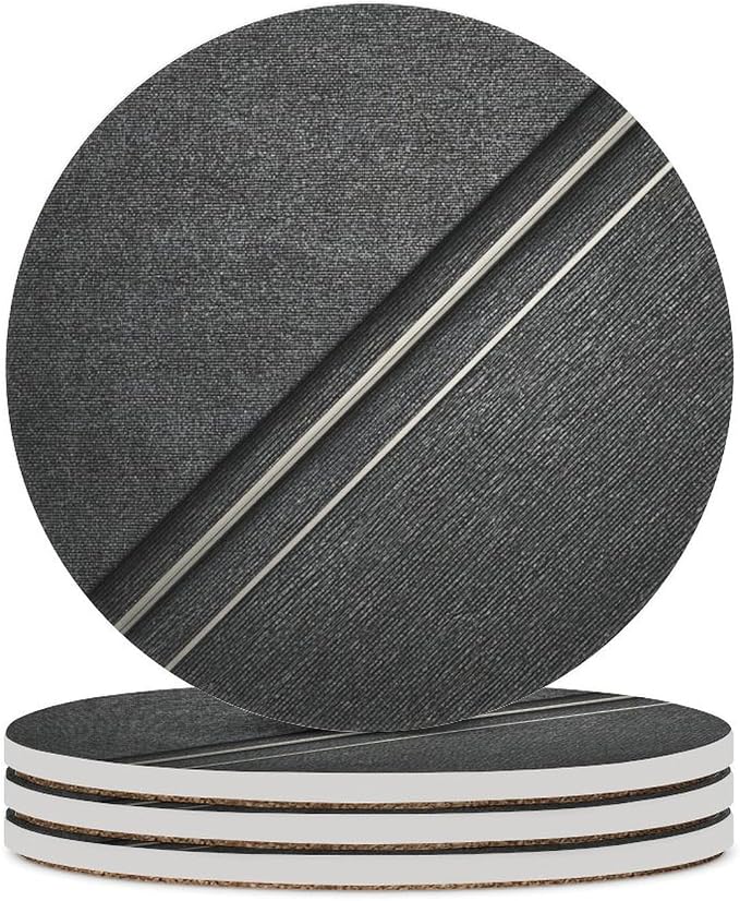 Thin White Lines Geometric Pattern Minimalist Coasters Set of 4 Absorbent by Unknown