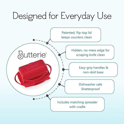 Flip Top Butter Dish with Attached Lid & Matching Knife - Image 6