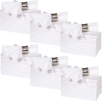 Bedding Craft White Cotton Cloth Dinner Napkins Set of 72 – 18x18 Hemstitched with Mitered Corners – Elegant Machine Washable Fabric Napkins for Weddings, Banquets & Events