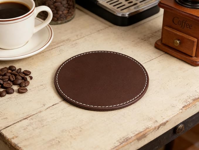 Leather Coasters for Drinks, Drink Coaster for Tabletop Protection Home Decor & - Image 6