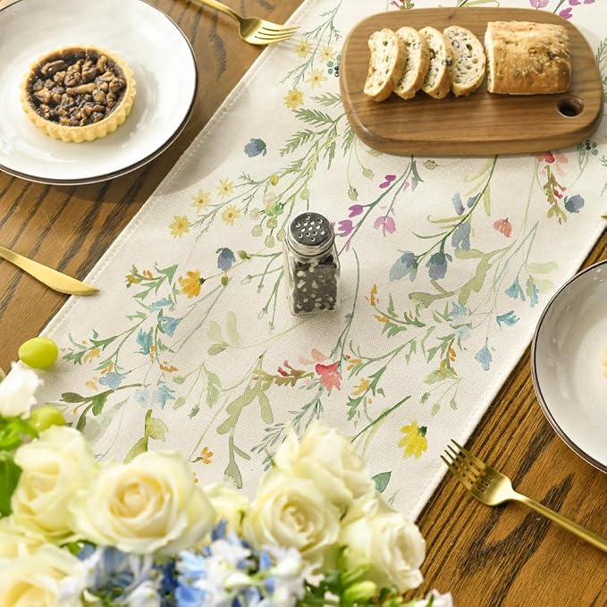 Artoid Mode Wildflowers Bloom Flowers Spring Table Runner, Seasonal Summer - Image 4
