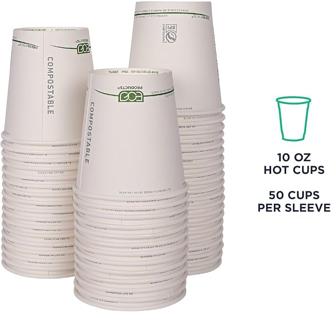 ECO PRODUCTS GreenStripe Disposable Paper Hot Cups, 10 oz, Paper To-Go Cups - Image 2