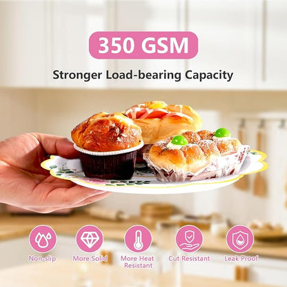 250 Pcs Floral Tea Themed Party Decorations, Serves 50 | Pink Floral Scalloped - Image 3