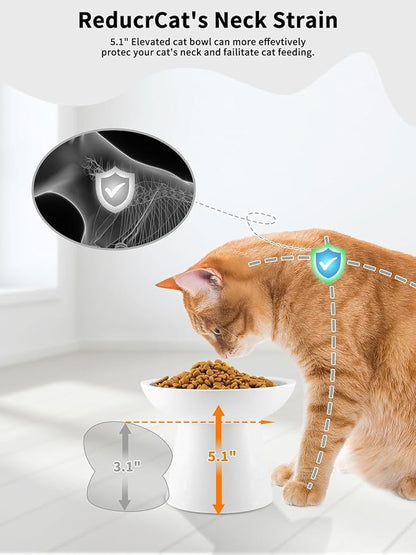 LoeJan Elevated Cat Food and Water Bowls Set, Extra Wide and Raised Ceramic - Image 3