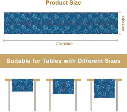 4July Blue Firework Burlap Table Runner Seasonal Spring Fall Kitchen Dining - Image 6