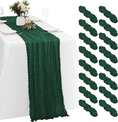 16 Pack Emerald Green Cheesecloth Table Runners 20x120 Inch Gauze Table Runner by Yorcari
