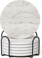 Set of 6 Off White Abstract Onyx Marble Coasters by Hoomey