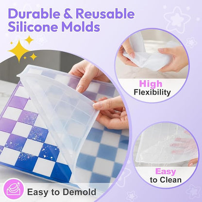 HeyClear Chess Set Resin Molds, Chess Board Silicone Molds & 16PCS 3D Full Size - Image 6