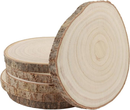 KINJOEK 6PCS 9-10 Inch Large Natural Wood Slices - Image 4