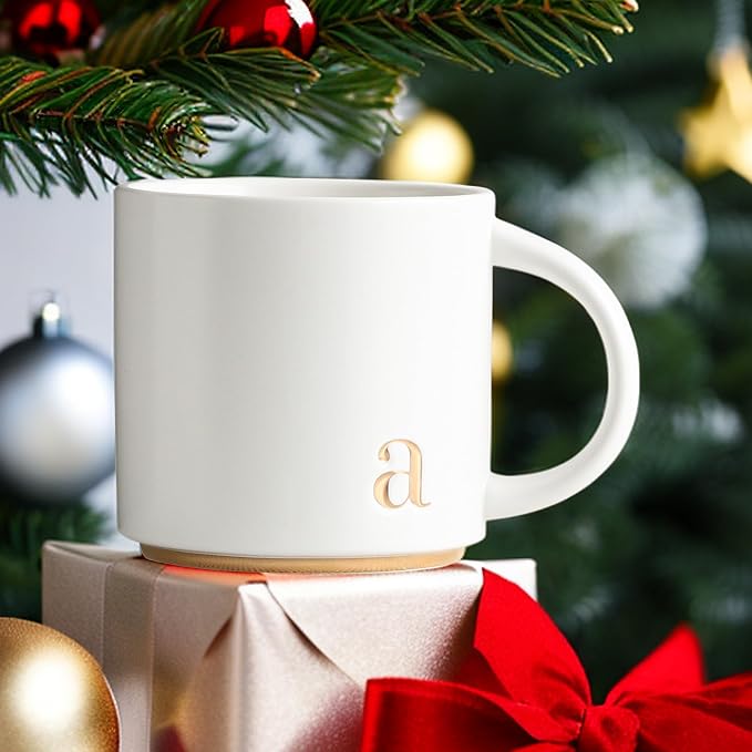COLLECTIVE HOME Ceramic Coffee Mug, 15 oz Monogram Cup - Image 4