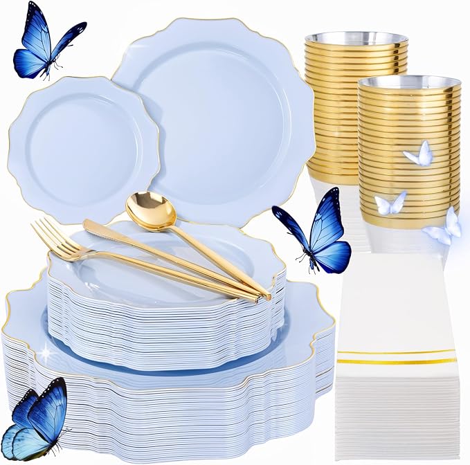 175Pcs Blue Plastic Plates by WDF
