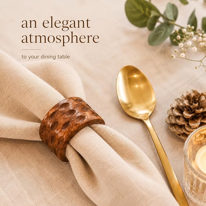 Handcrafted Wooden Napkin Rings Set of 12, Hardwood Dinner Napkin Holders - Image 9