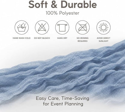 10 Pack Dusty Blue Table Runner 10FT Gauze Cheesecloth Table Runner | 21x120 - Image 8