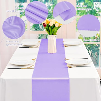 12 Pack Lavender Satin Table Runner 12 x 108 Inch Long Premium Table Runners - Image 3