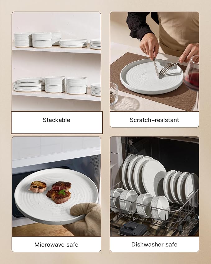 Stoneware Dinnerware Set for 8, Plates and Bowls - Image 5