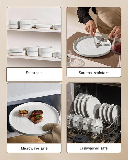 Stoneware Dinnerware Set for 8, Plates and Bowls - Image 5