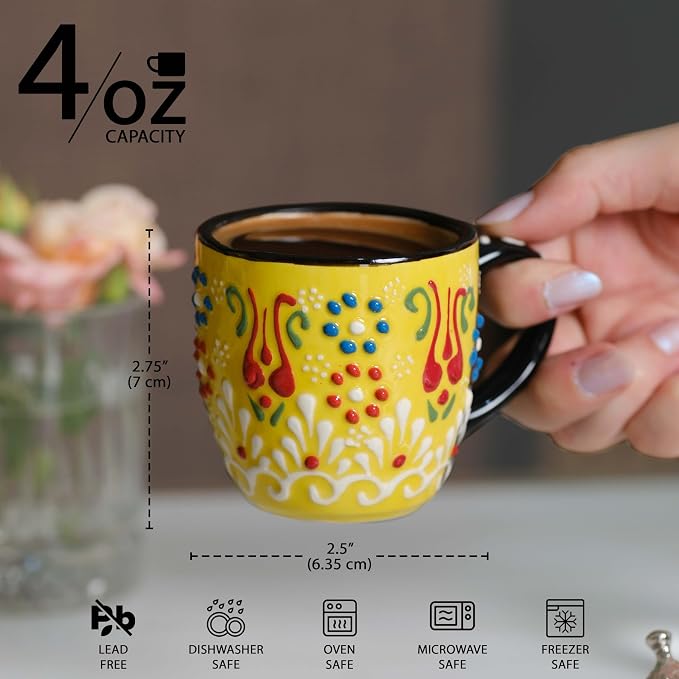 Espresso Cups Set of 2 | 4 oz Small Espresso Cups | Turkish Tea Cups | - Image 3