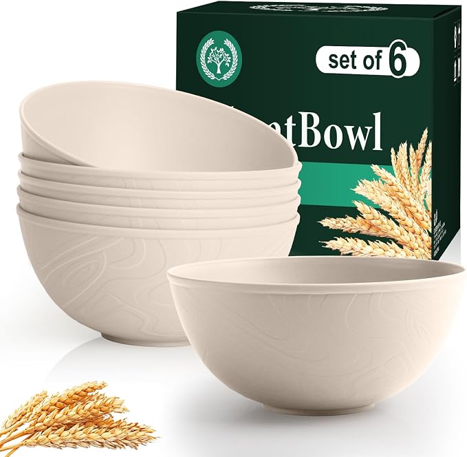 Wheat Straw Bowls for Kitchen, Bowl Set by HOMIENLY