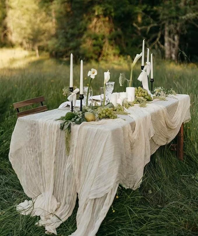 8 Pack Ivory Cheesecloth Table Runner 17x108 inch Boho Gauze Cheese Cloth Table - Image 2