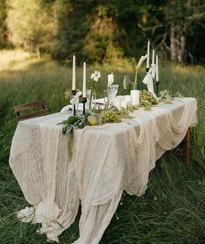 8 Pack Ivory Cheesecloth Table Runner 17x108 inch Boho Gauze Cheese Cloth Table - Image 2