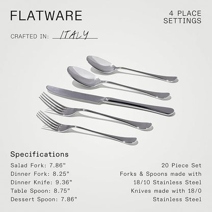 Made In Cookware - Flatware Set - 4 Place Settings (20 Piece Set) - Crafted In Italy