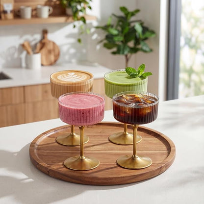 LIYH 20pcs Plastic Martini Glasses Disposable 10 Oz Clear and Gold Plastic Cups - Image 6