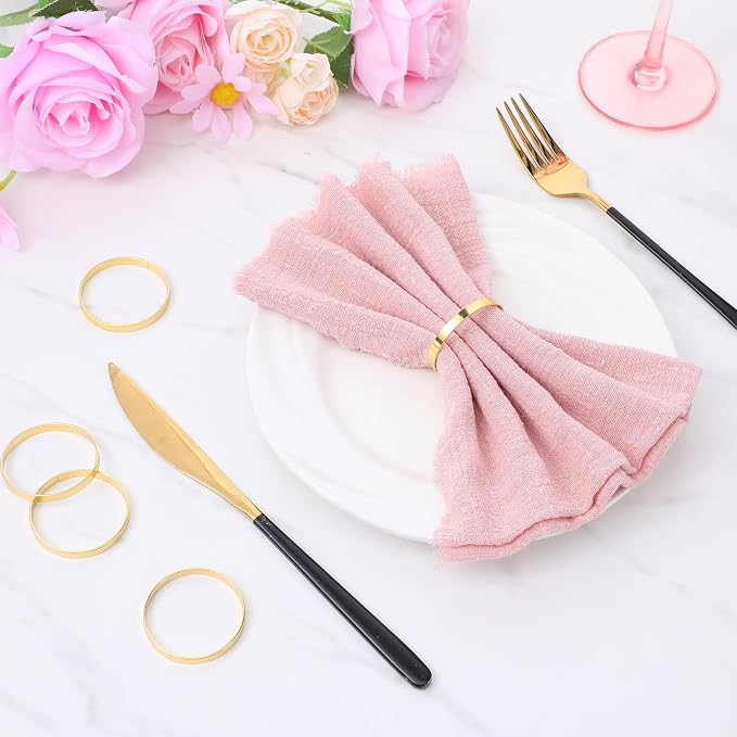 100 Pcs Gold Napkin Rings, Metal Napkin Ring Napkins Holders Buckles, Stylish - Image 3
