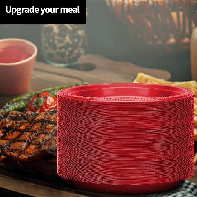 Hanna K. Signature Red Plastic Plates 7 Inch 600 Count – Heavy Duty Disposable - Image 4