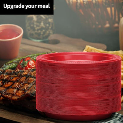 Hanna K. Signature Red Plastic Plates 7 Inch 600 Count – Heavy Duty Disposable - Image 4